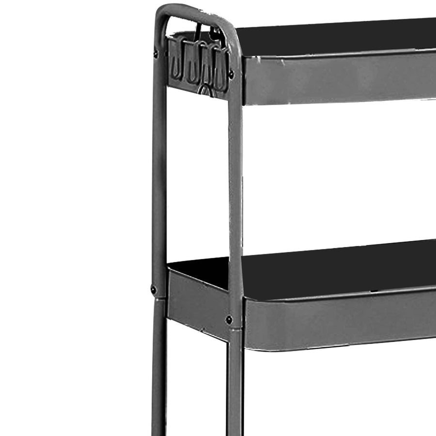 3 Tier Utility Rolling Cart with Caster Wheels Movable Multifunctional Storage Cart for Kitchen Bathroom Black 3 Layers