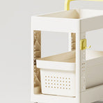 Storage Cart Space Saving Plastic Rolling Storage Organizer with Hooks Handle for Office Bedroom Dormitory Classroom Without Drawer