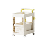Storage Cart Space Saving Plastic Rolling Storage Organizer with Hooks Handle for Office Bedroom Dormitory Classroom Without Drawer