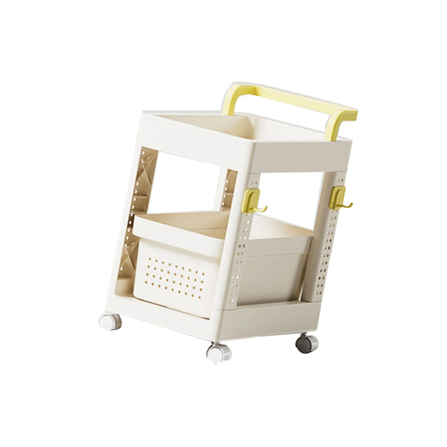 Storage Cart Space Saving Plastic Rolling Storage Organizer with Hooks Handle for Office Bedroom Dormitory Classroom Without Drawer
