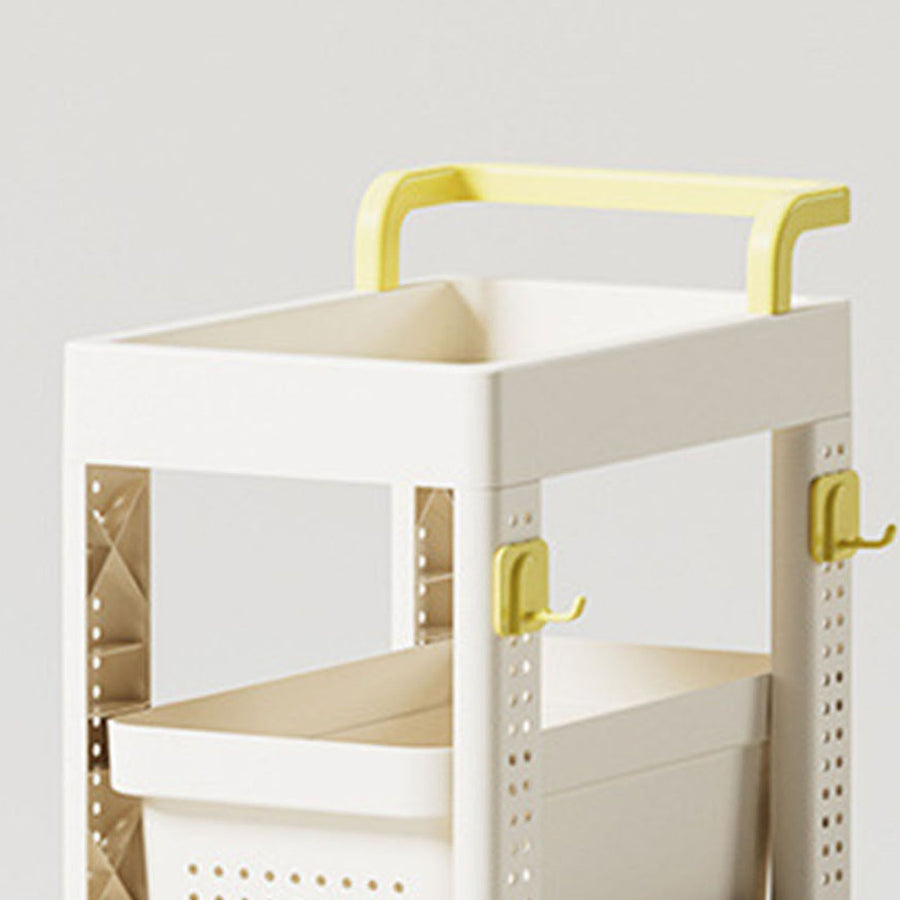 Storage Cart Space Saving Plastic Rolling Storage Organizer with Hooks Handle for Office Bedroom Dormitory Classroom Without Drawer