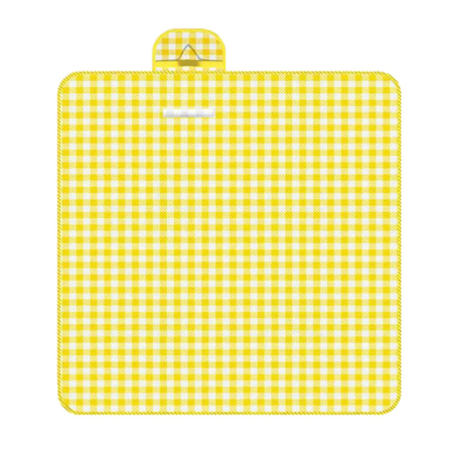 Outdoor Picnic Blanket Thick Non Woven Foldable Beach Mat for Spring Summer Camping Yellow Grid 150x200cm