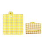Outdoor Picnic Blanket Thick Non Woven Foldable Beach Mat for Spring Summer Camping Yellow Grid 150x200cm