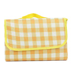Outdoor Picnic Blanket Thick Non Woven Foldable Beach Mat for Spring Summer Camping Yellow Grid 150x200cm
