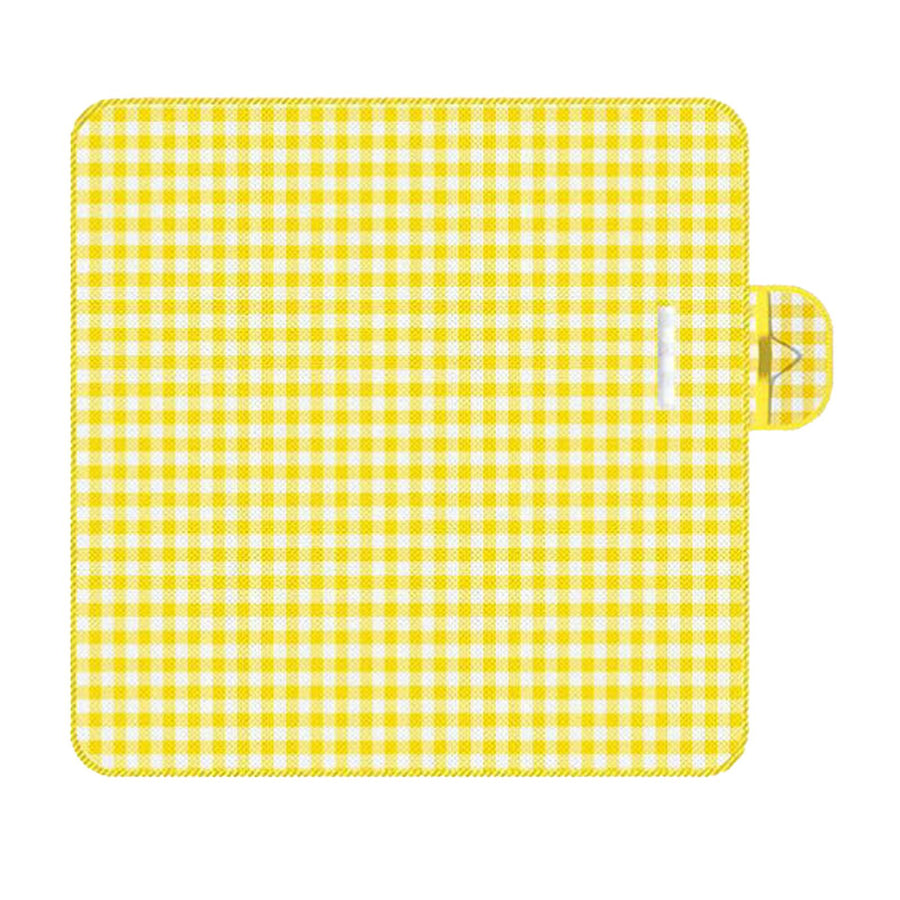 Outdoor Picnic Blanket Thick Non Woven Foldable Beach Mat for Spring Summer Camping Yellow Grid 150x200cm