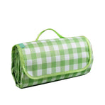 Outdoor Picnic Blanket Thick Non Woven Foldable Beach Mat for Spring Summer Camping Green Grid 100x150cm