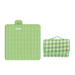 Outdoor Picnic Blanket Thick Non Woven Foldable Beach Mat for Spring Summer Camping Green Grid 100x150cm