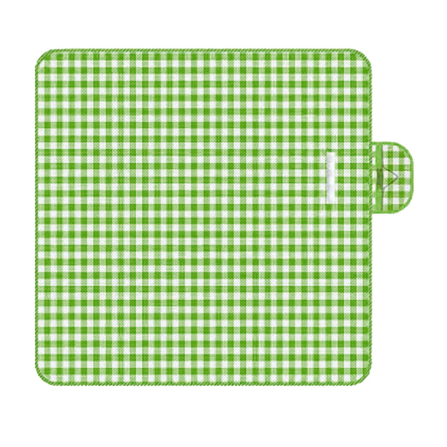 Outdoor Picnic Blanket Thick Non Woven Foldable Beach Mat for Spring Summer Camping Green Grid 100x150cm