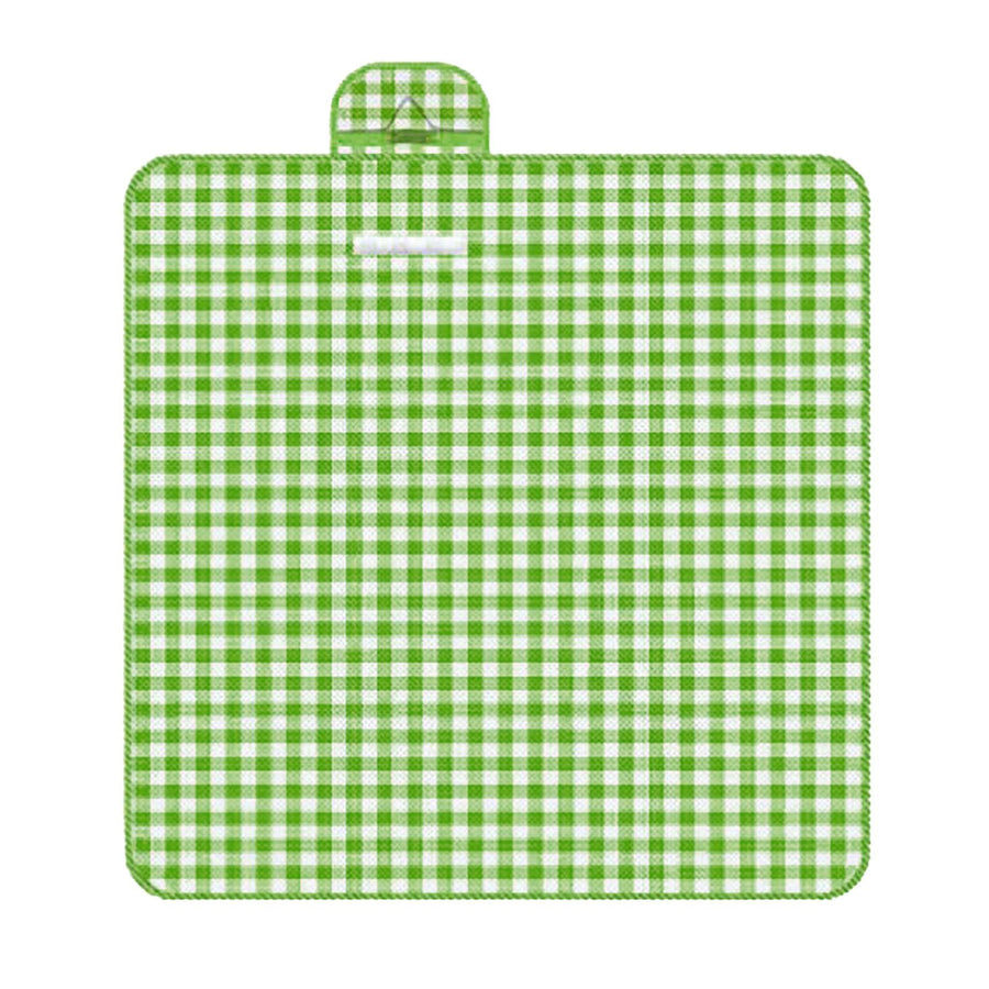 Outdoor Picnic Blanket Thick Non Woven Foldable Beach Mat for Spring Summer Camping Green Grid 100x150cm