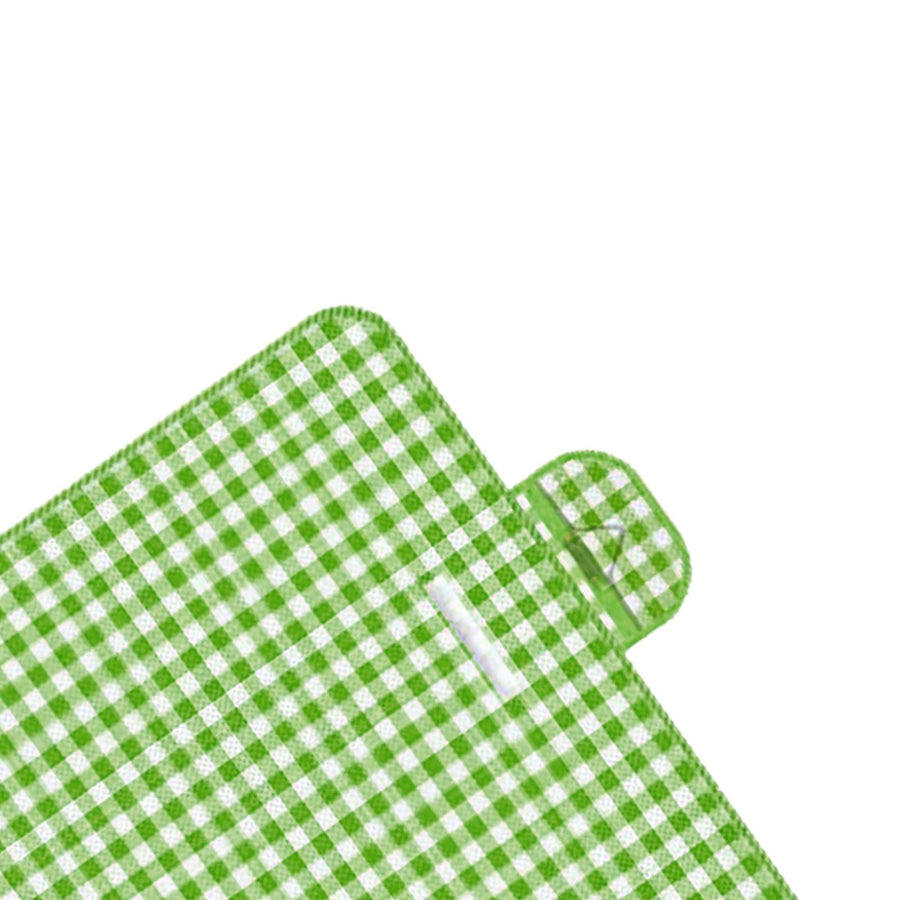 Outdoor Picnic Blanket Thick Non Woven Foldable Beach Mat for Spring Summer Camping Green Grid 100x150cm