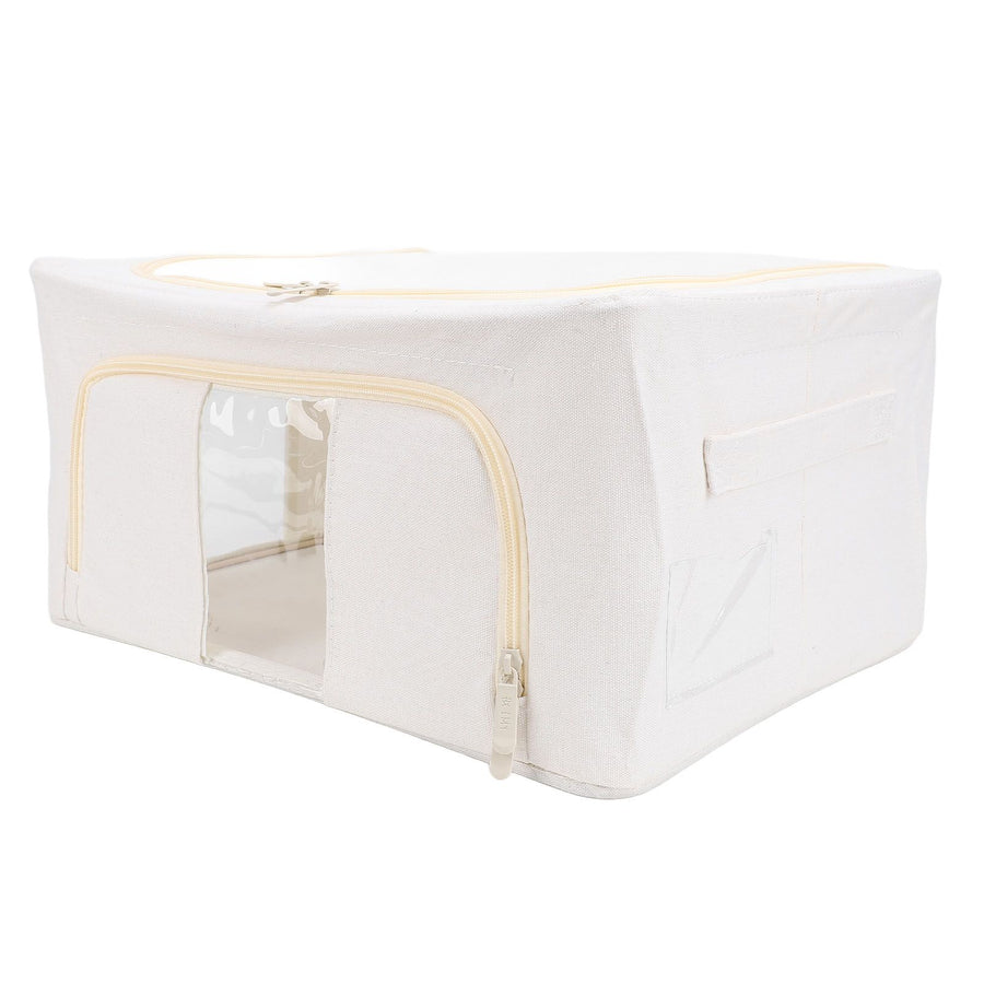 Fabric Storage Bins Multipurpose Large Capacity Foldable Thickened Cotton Linen Steel Frame Clothes Storage Bins Fabric Closet Boxes 24L 40x30x20cm / 15.7x11.8x7.9in