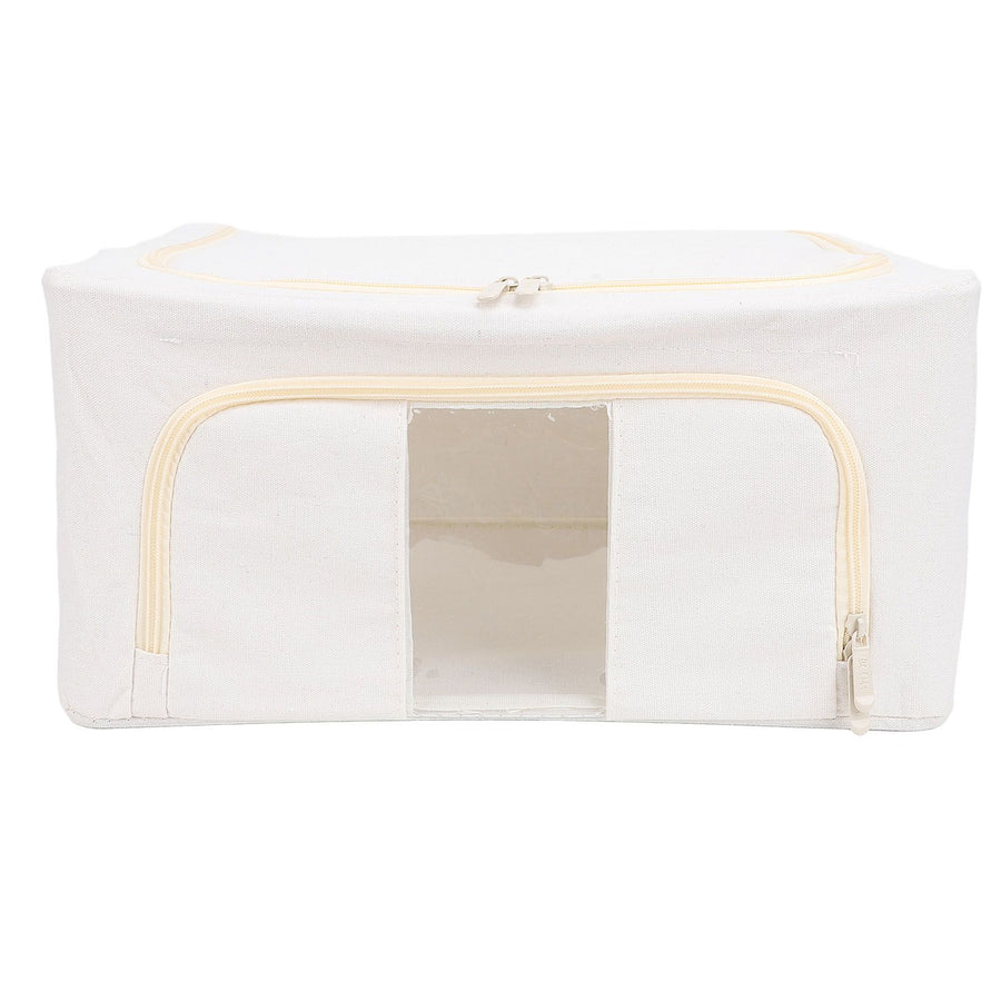 Fabric Storage Bins Multipurpose Large Capacity Foldable Thickened Cotton Linen Steel Frame Clothes Storage Bins Fabric Closet Boxes 24L 40x30x20cm / 15.7x11.8x7.9in