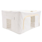 Fabric Storage Bins Multipurpose Large Capacity Foldable Thickened Cotton Linen Steel Frame Clothes Storage Bins Fabric Closet Boxes 24L 40x30x20cm / 15.7x11.8x7.9in