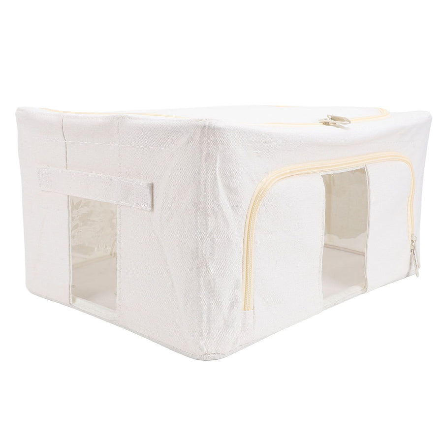 Fabric Storage Bins Multipurpose Large Capacity Foldable Thickened Cotton Linen Steel Frame Clothes Storage Bins Fabric Closet Boxes 24L 40x30x20cm / 15.7x11.8x7.9in