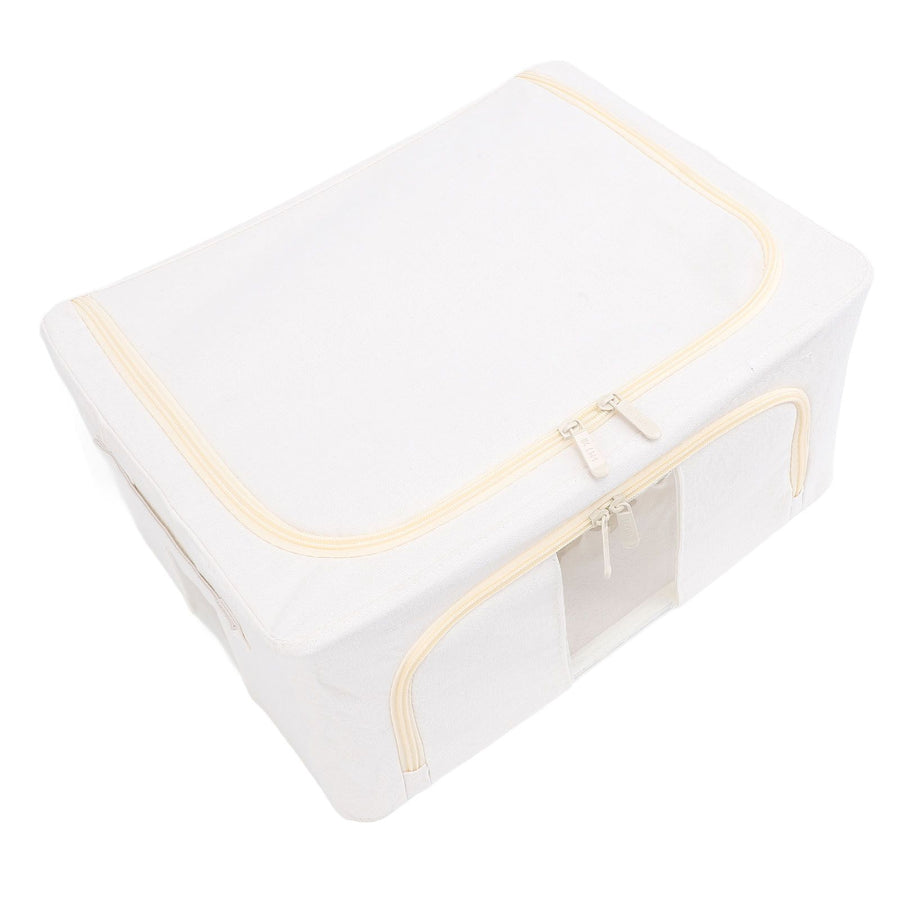 Fabric Storage Bins Multipurpose Large Capacity Foldable Thickened Cotton Linen Steel Frame Clothes Storage Bins Fabric Closet Boxes 24L 40x30x20cm / 15.7x11.8x7.9in