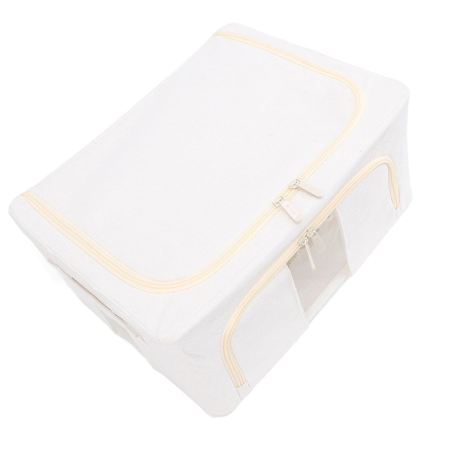 Fabric Storage Bins Multipurpose Large Capacity Foldable Thickened Cotton Linen Steel Frame Clothes Storage Bins Fabric Closet Boxes 24L 40x30x20cm / 15.7x11.8x7.9in