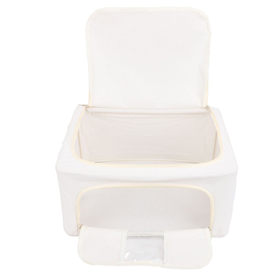 Fabric Storage Bins Multipurpose Large Capacity Foldable Thickened Cotton Linen Steel Frame Clothes Storage Bins Fabric Closet Boxes 24L 40x30x20cm / 15.7x11.8x7.9in