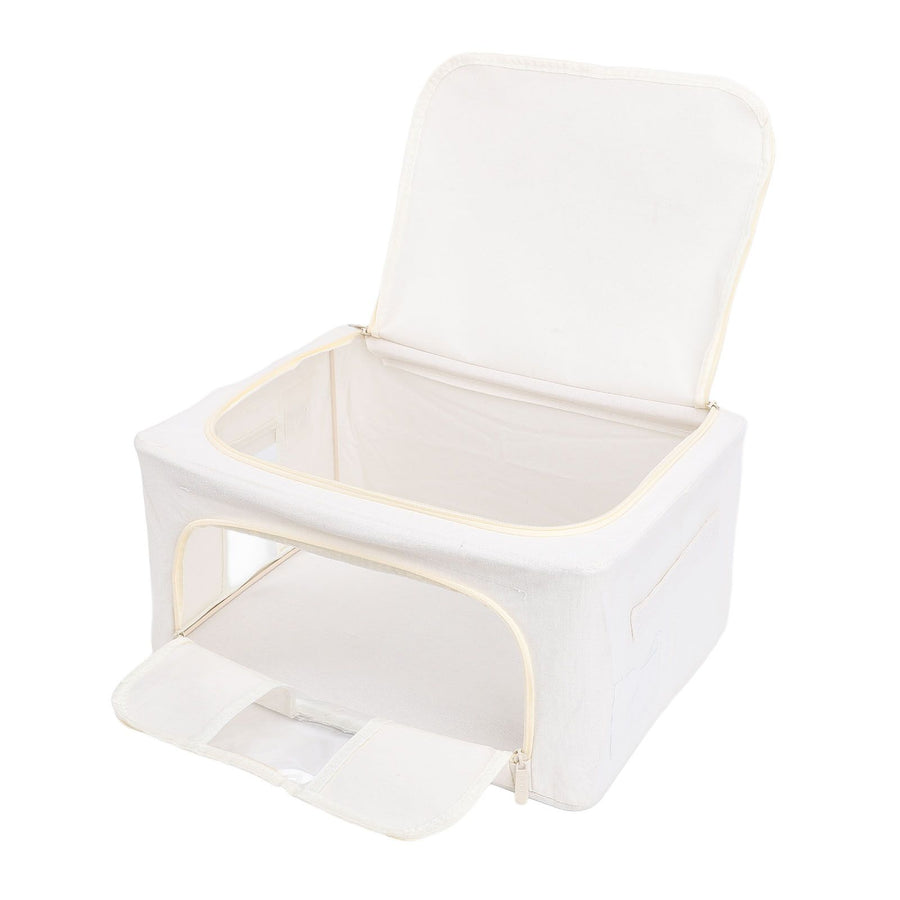 Fabric Storage Bins Multipurpose Large Capacity Foldable Thickened Cotton Linen Steel Frame Clothes Storage Bins Fabric Closet Boxes 24L 40x30x20cm / 15.7x11.8x7.9in