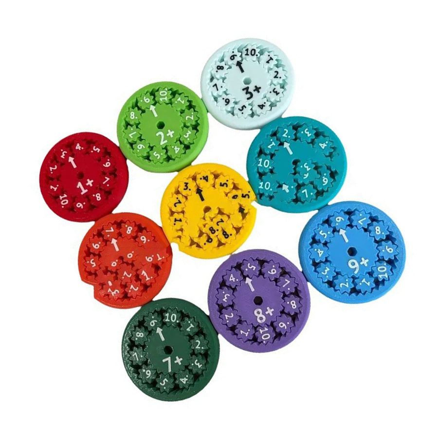 9Pcs Math Facts Fidget Educational Learning Rotary Toy Whirligig for Kids Chat Game Addition