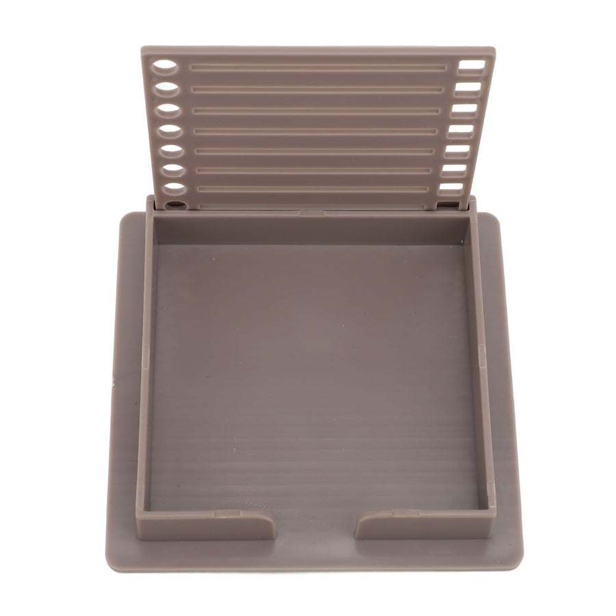 Sticky Note Holder with Stencil Clear Frames Sticky Note Template and Organizer Box for 3x3inch Note Pads Brown