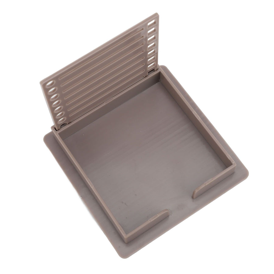 Sticky Note Holder with Stencil Clear Frames Sticky Note Template and Organizer Box for 3x3inch Note Pads Brown