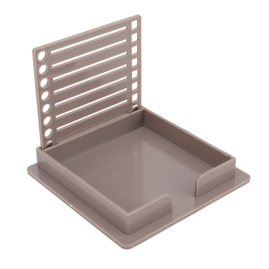 Sticky Note Holder with Stencil Clear Frames Sticky Note Template and Organizer Box for 3x3inch Note Pads Brown
