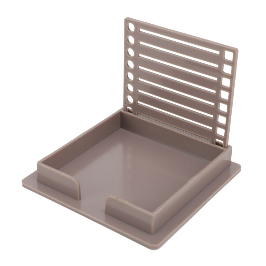 Sticky Note Holder with Stencil Clear Frames Sticky Note Template and Organizer Box for 3x3inch Note Pads Brown