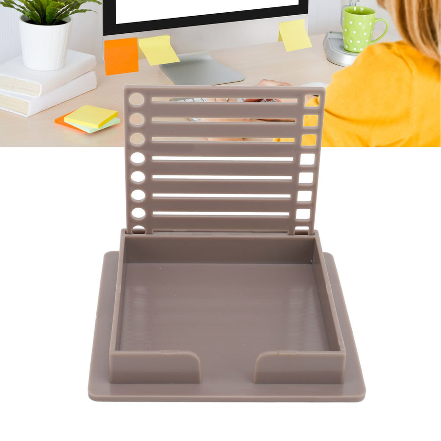 Sticky Note Holder with Stencil Clear Frames Sticky Note Template and Organizer Box for 3x3inch Note Pads Brown