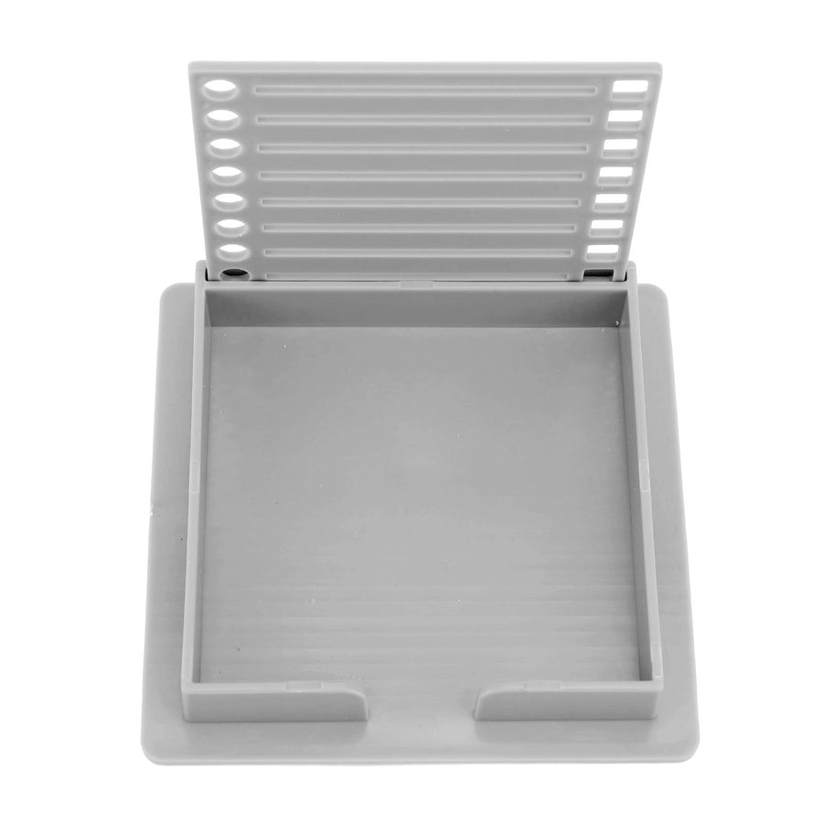 Sticky Note Holder with Stencil Clear Frames Sticky Note Template and Organizer Box for 3x3inch Note Pads Grey
