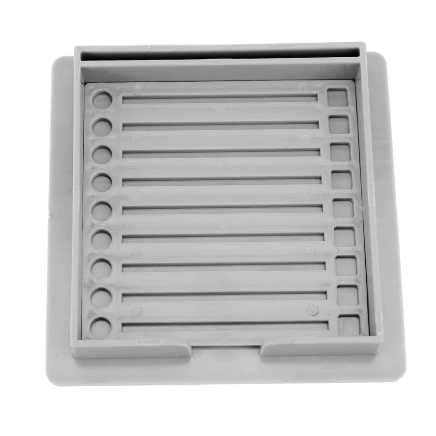 Sticky Note Holder with Stencil Clear Frames Sticky Note Template and Organizer Box for 3x3inch Note Pads Grey