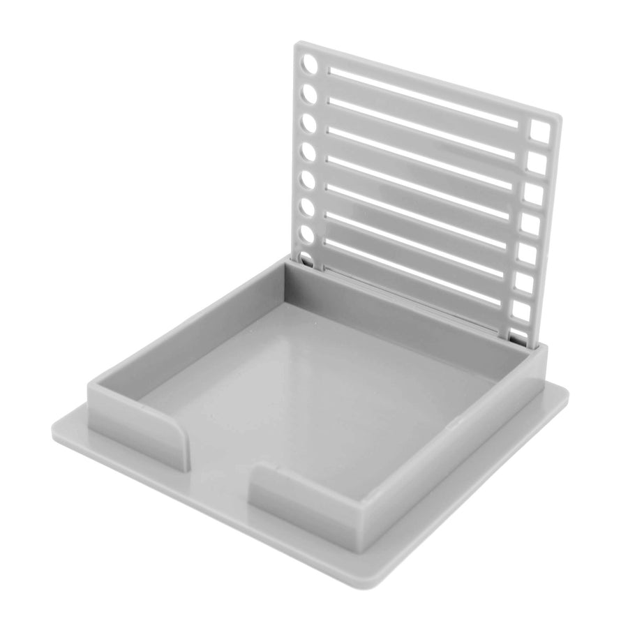 Sticky Note Holder with Stencil Clear Frames Sticky Note Template and Organizer Box for 3x3inch Note Pads Grey