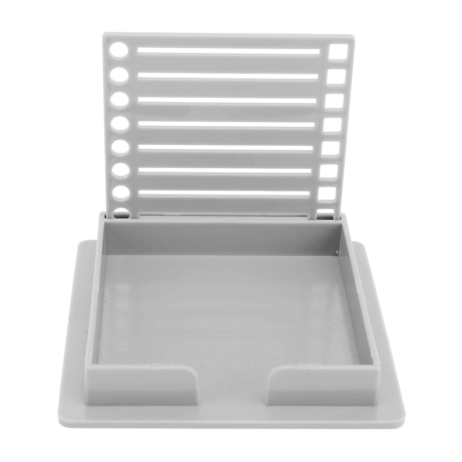 Sticky Note Holder with Stencil Clear Frames Sticky Note Template and Organizer Box for 3x3inch Note Pads Grey