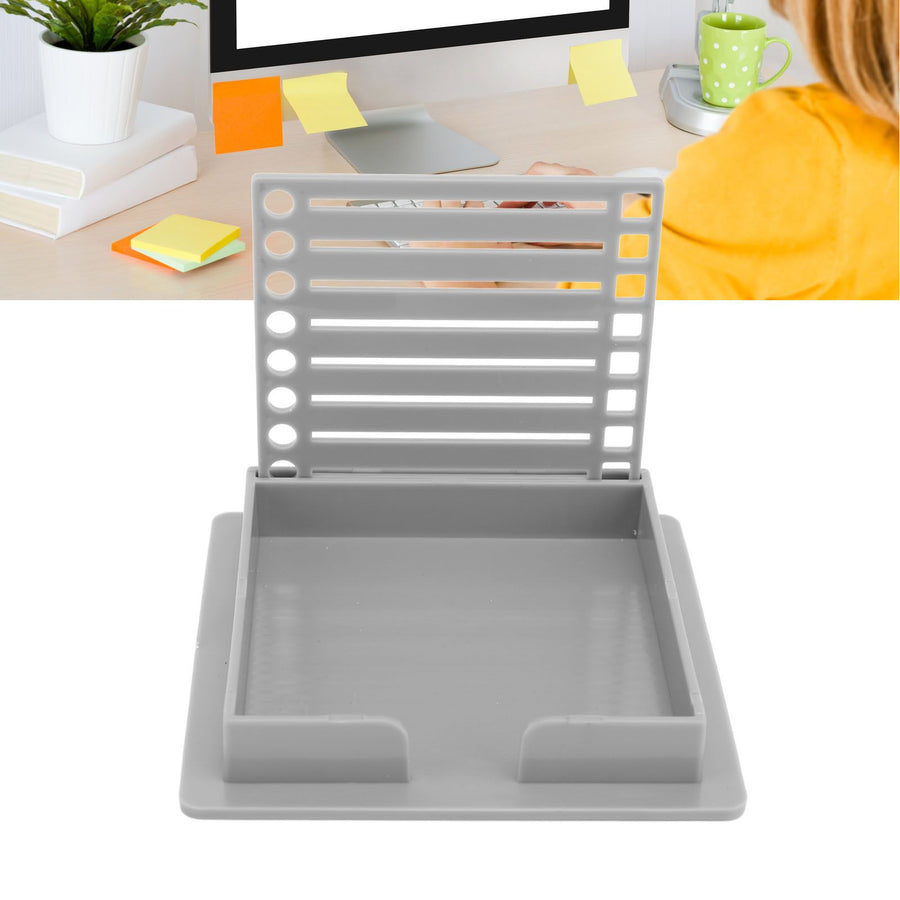 Sticky Note Holder with Stencil Clear Frames Sticky Note Template and Organizer Box for 3x3inch Note Pads Grey