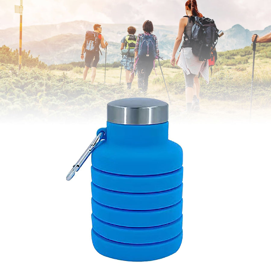 Folding Silicone Cup 500ml Portable Drinking Cup Travel Cup for Outdoor Camping Travel Sports Blue