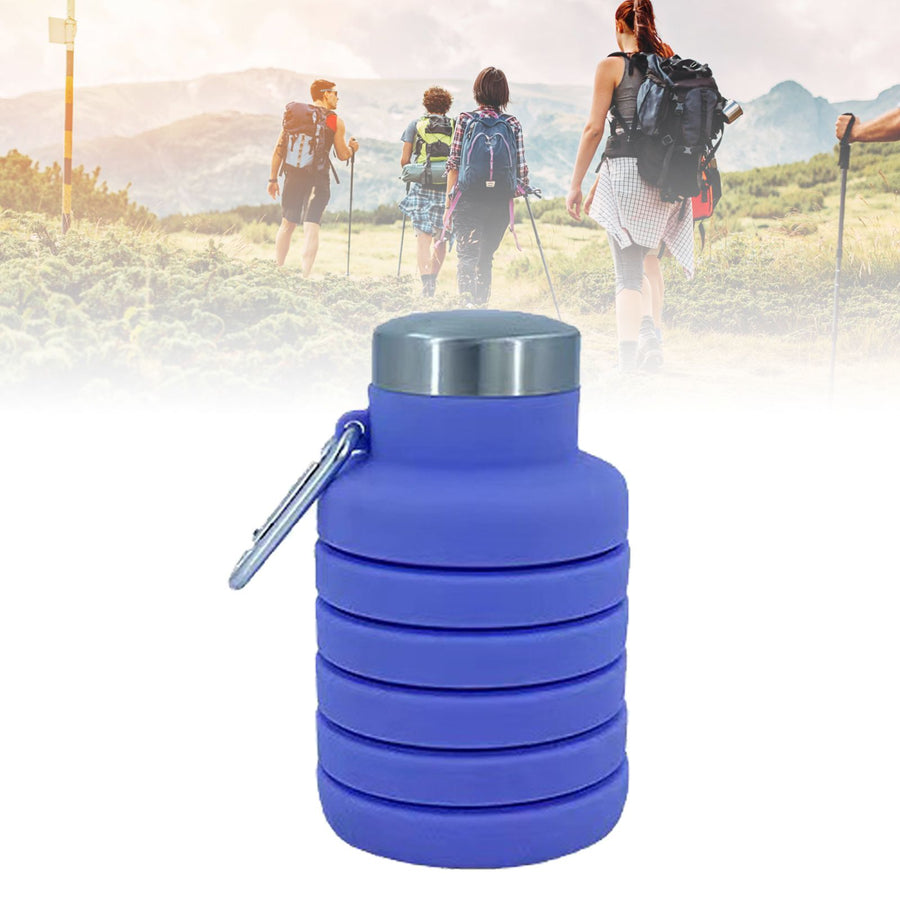 Folding Silicone Cup 500ml Portable Drinking Cup Travel Cup for Outdoor Camping Travel Sports Purple