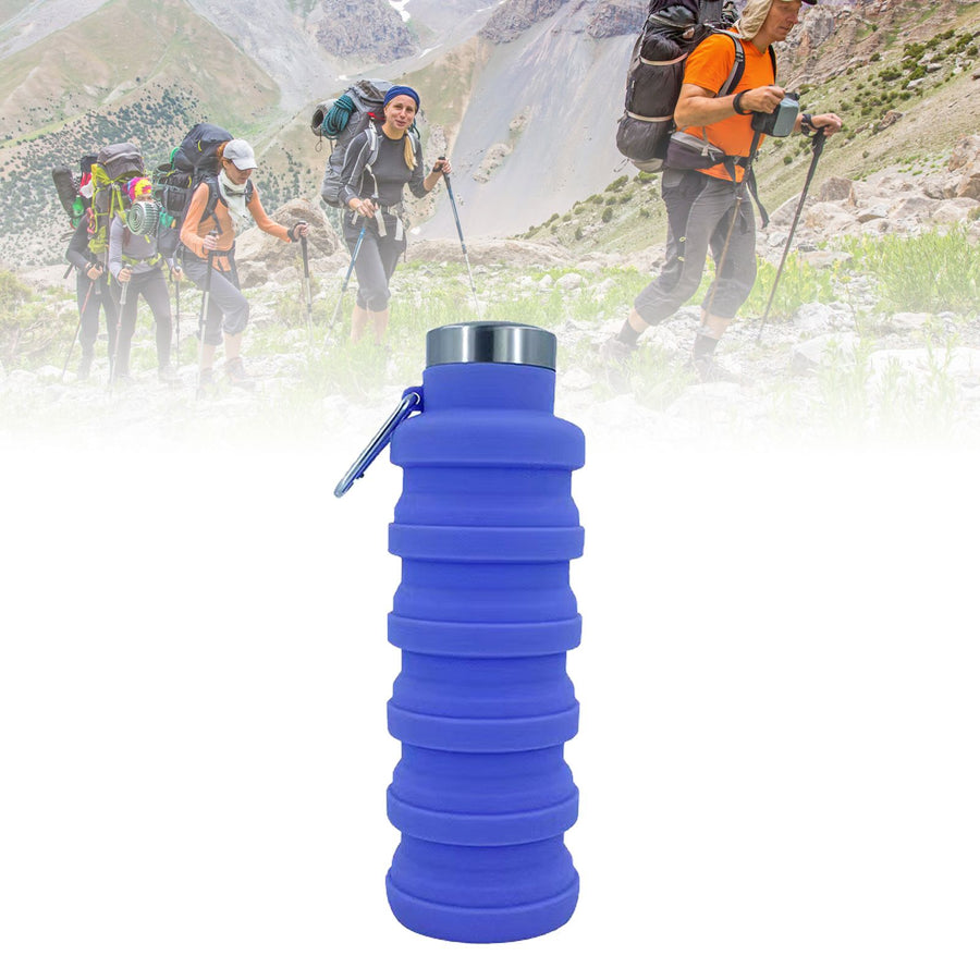 Folding Silicone Cup 500ml Portable Drinking Cup Travel Cup for Outdoor Camping Travel Sports Purple