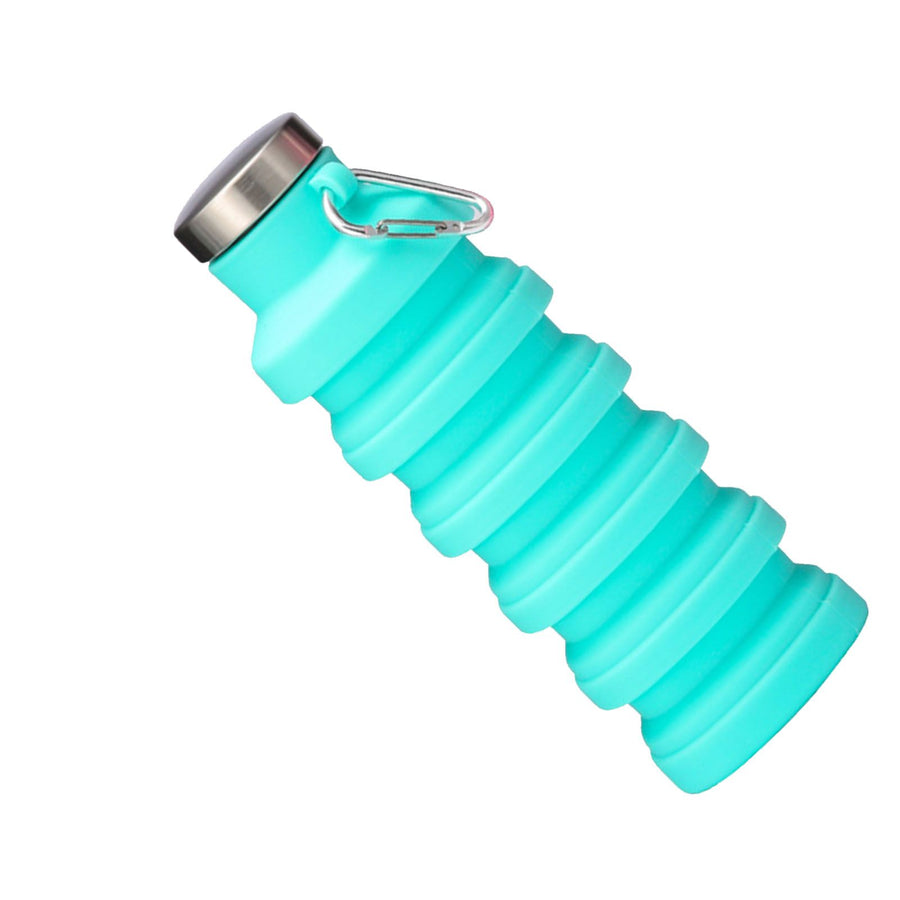 Silicone Foldable Water Bottle Portable Leakproof Reusable Travel Water Cup for Outdoor Camping Hiking Sports Blue