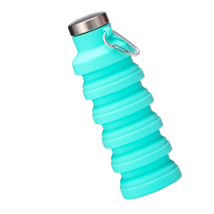 Silicone Foldable Water Bottle Portable Leakproof Reusable Travel Water Cup for Outdoor Camping Hiking Sports Blue