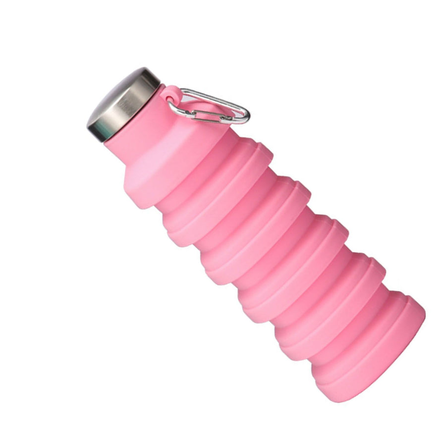 Silicone Foldable Water Bottle Portable Leakproof Reusable Travel Water Cup for Outdoor Camping Hiking Sports Light Pink