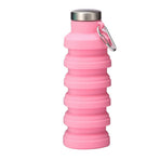 Silicone Foldable Water Bottle Portable Leakproof Reusable Travel Water Cup for Outdoor Camping Hiking Sports Light Pink