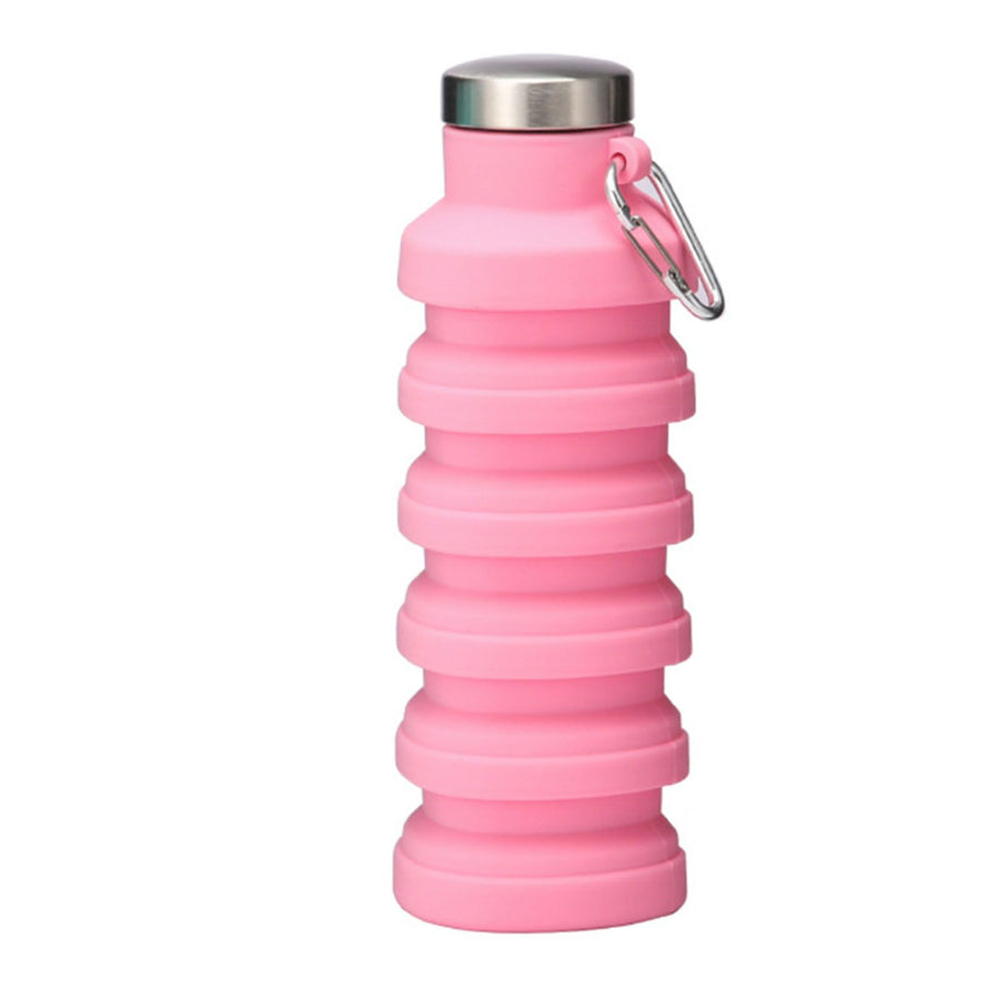 Silicone Foldable Water Bottle Portable Leakproof Reusable Travel Water Cup for Outdoor Camping Hiking Sports Light Pink
