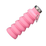Silicone Foldable Water Bottle Portable Leakproof Reusable Travel Water Cup for Outdoor Camping Hiking Sports Light Pink