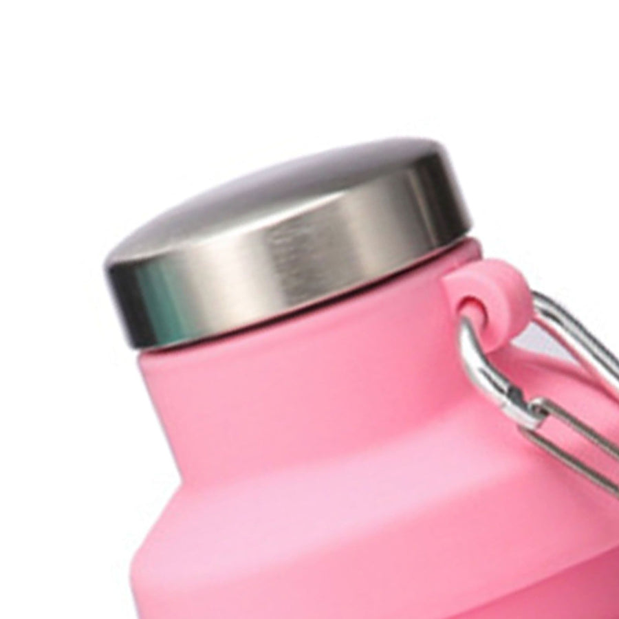 Silicone Foldable Water Bottle Portable Leakproof Reusable Travel Water Cup for Outdoor Camping Hiking Sports Light Pink