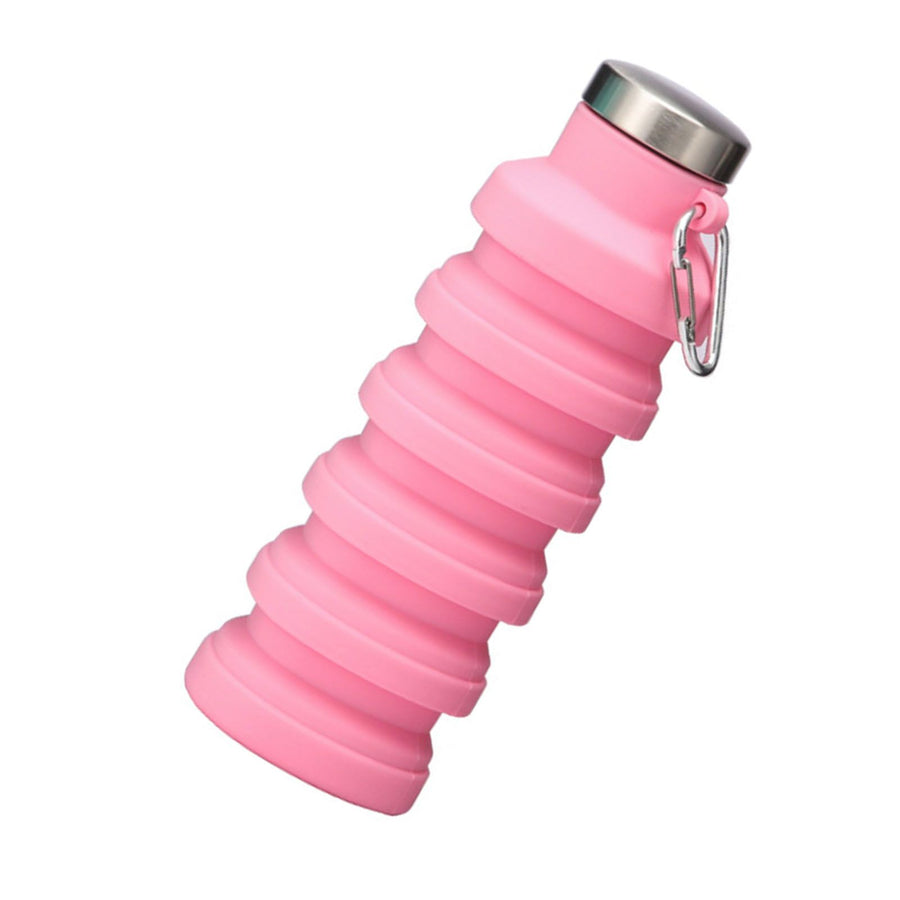 Silicone Foldable Water Bottle Portable Leakproof Reusable Travel Water Cup for Outdoor Camping Hiking Sports Light Pink