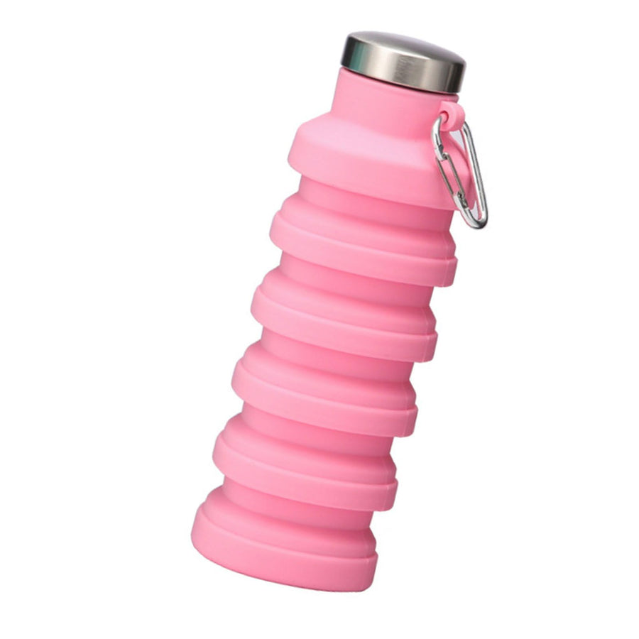 Silicone Foldable Water Bottle Portable Leakproof Reusable Travel Water Cup for Outdoor Camping Hiking Sports Light Pink