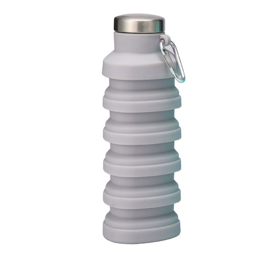Silicone Foldable Water Bottle Portable Leakproof Reusable Travel Water Cup for Outdoor Camping Hiking Sports Gray