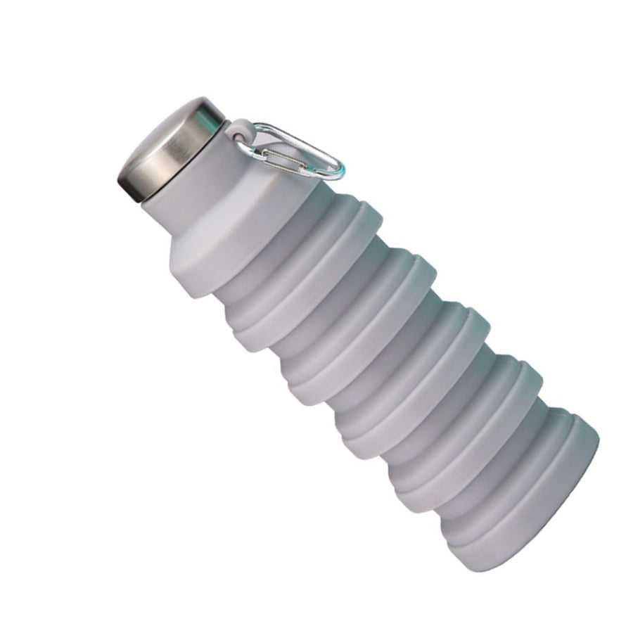 Silicone Foldable Water Bottle Portable Leakproof Reusable Travel Water Cup for Outdoor Camping Hiking Sports Gray