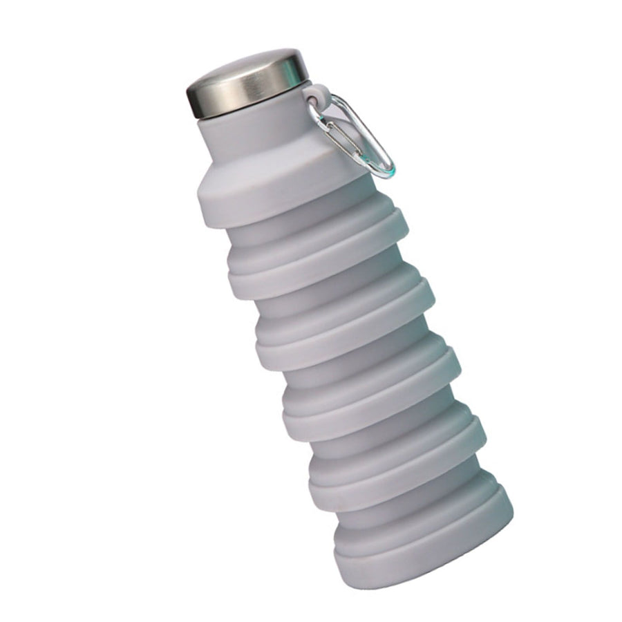 Silicone Foldable Water Bottle Portable Leakproof Reusable Travel Water Cup for Outdoor Camping Hiking Sports Gray