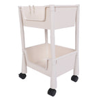 Mobile Utility Cart On Wheels Compact Movable Storage Book Shelves Trolley Rack Cart Organizer 2 Layers