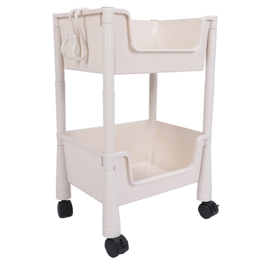 Mobile Utility Cart On Wheels Compact Movable Storage Book Shelves Trolley Rack Cart Organizer 2 Layers
